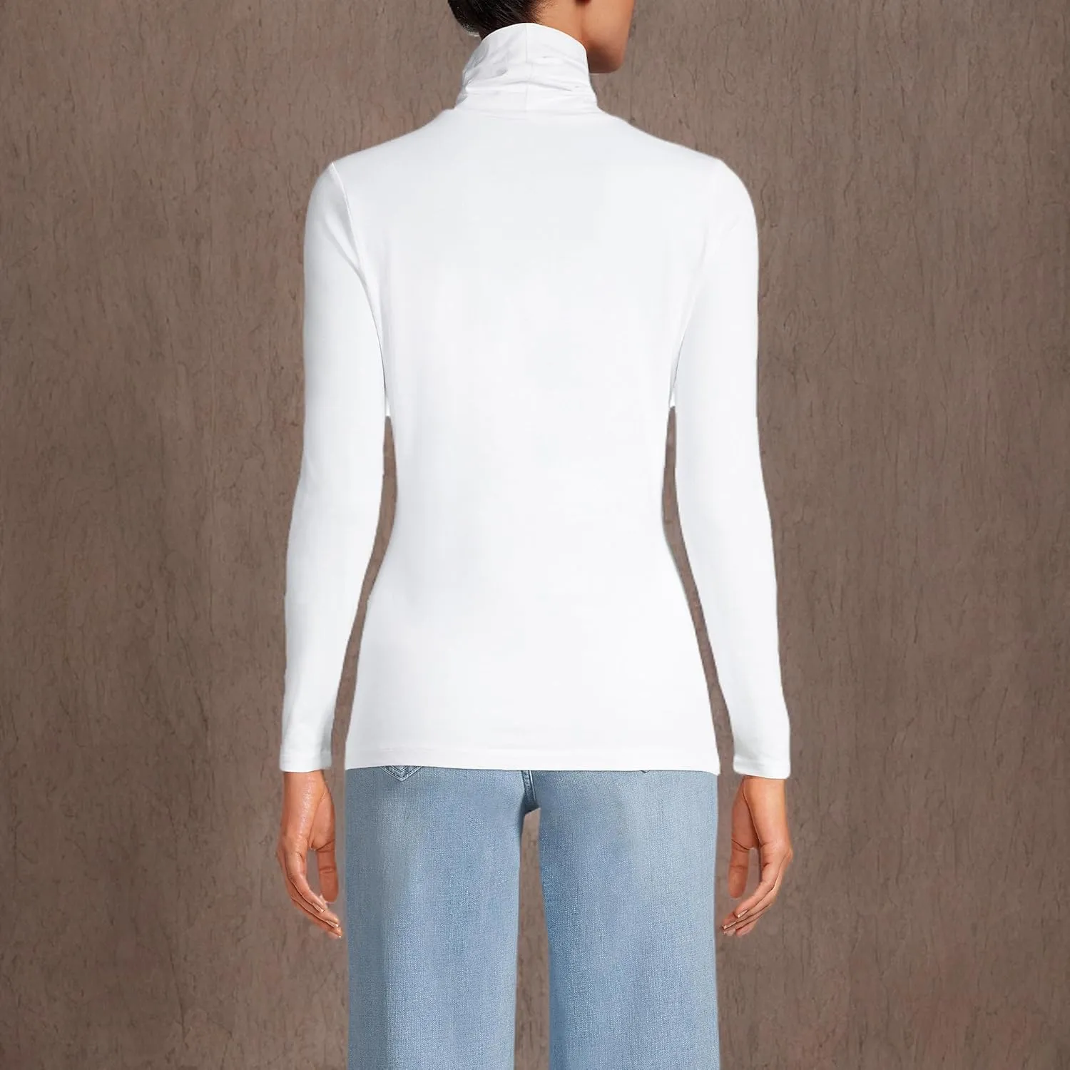 Lands' End Women's Lightweight Jersey Skimming Long Sleeve Turtleneck