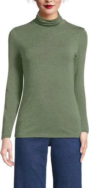 Lands' End Women's Lightweight Jersey Skimming Long Sleeve Turtleneck
