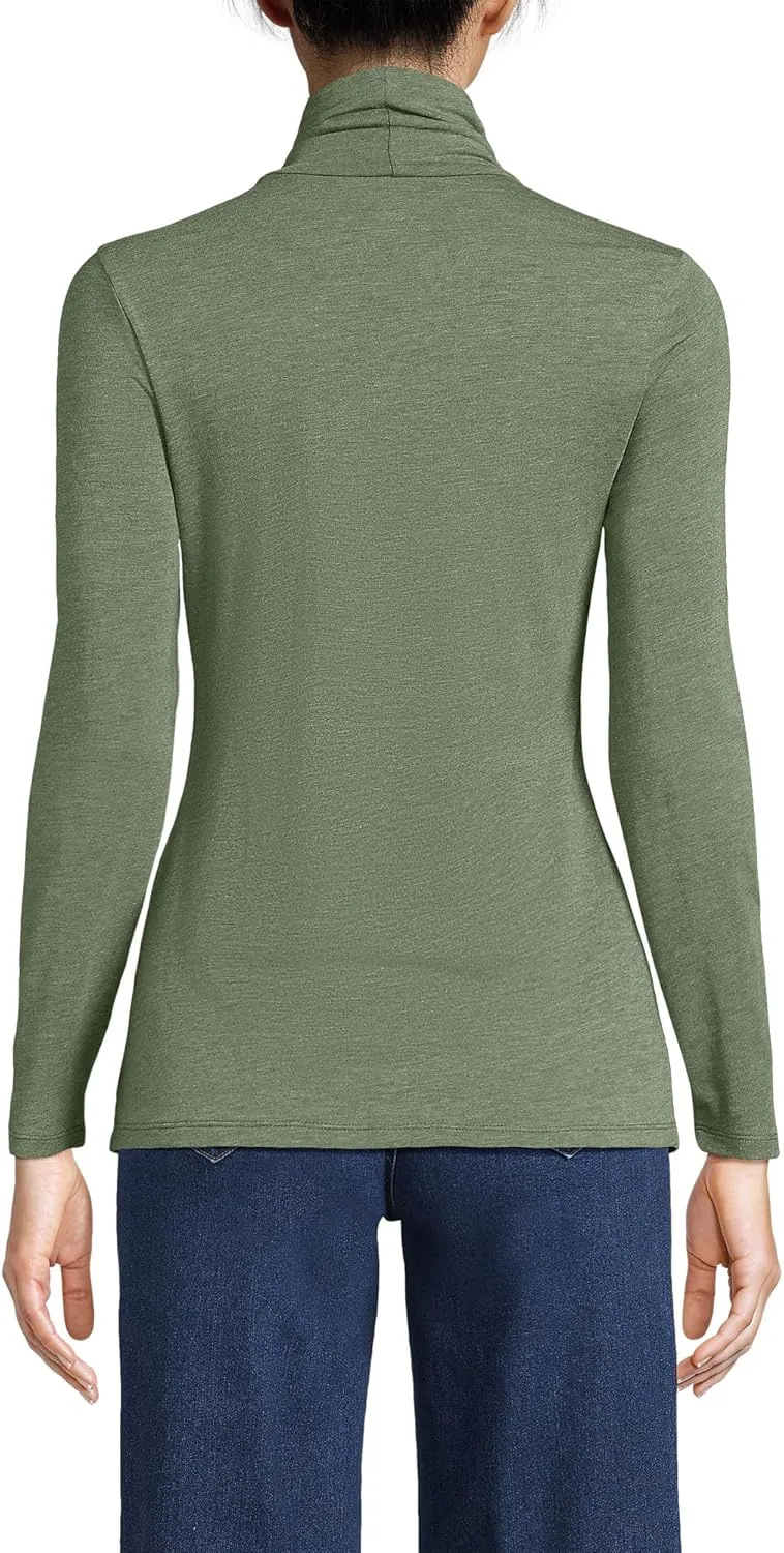 Lands' End Women's Lightweight Jersey Skimming Long Sleeve Turtleneck
