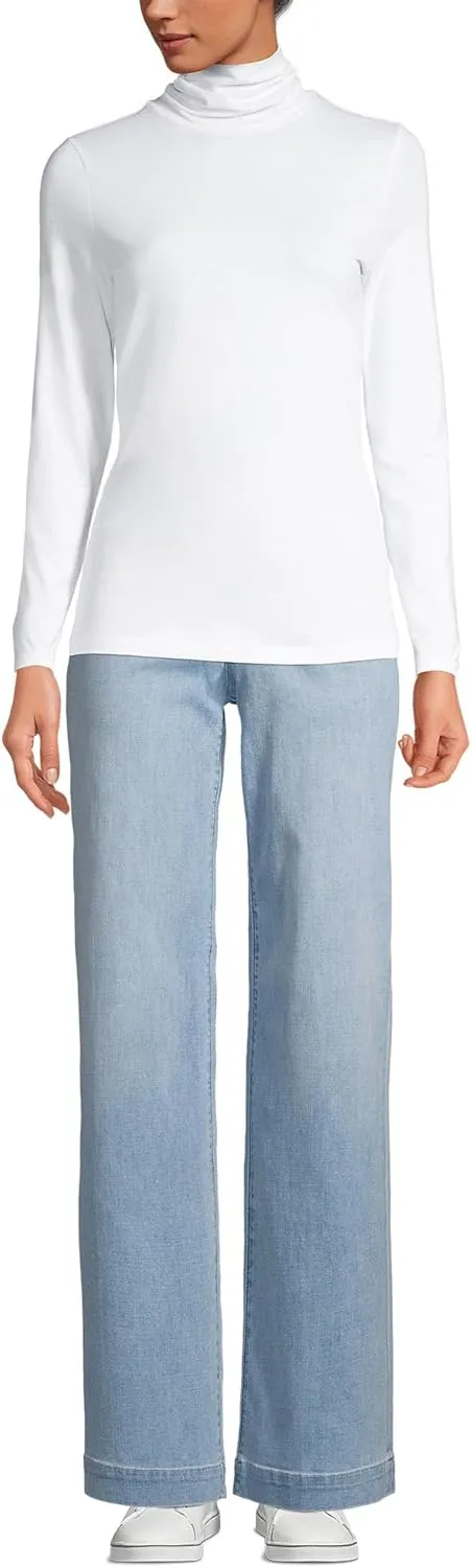 Lands' End Women's Lightweight Jersey Skimming Long Sleeve Turtleneck