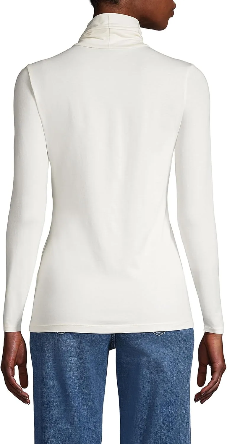 Lands' End Women's Lightweight Jersey Skimming Long Sleeve Turtleneck