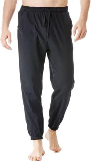 Linen Pants for Men Fashion Drawstring Stretch Cotton Trousers with Pockets Causal Loose Beam Feet Sweatpants