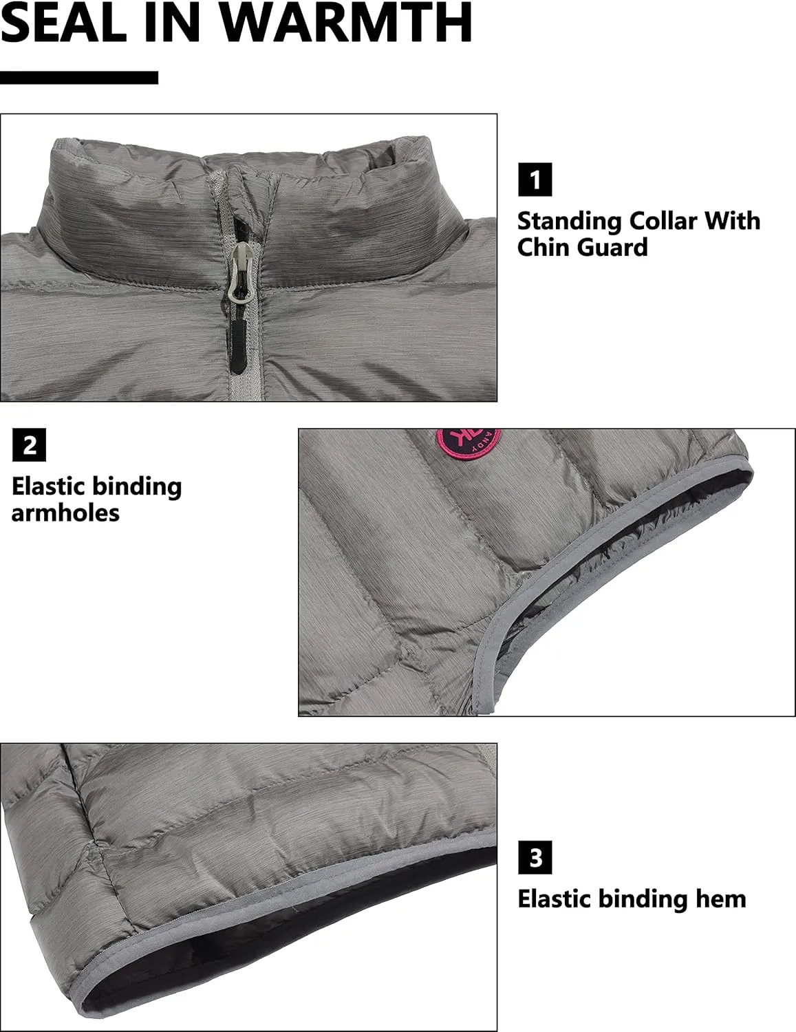 Little Donkey Andy Women's Lightweight Puffer Vest Outerwear Winter Warm Sleeveless Jacket for Casual Travel Golf Hiking
