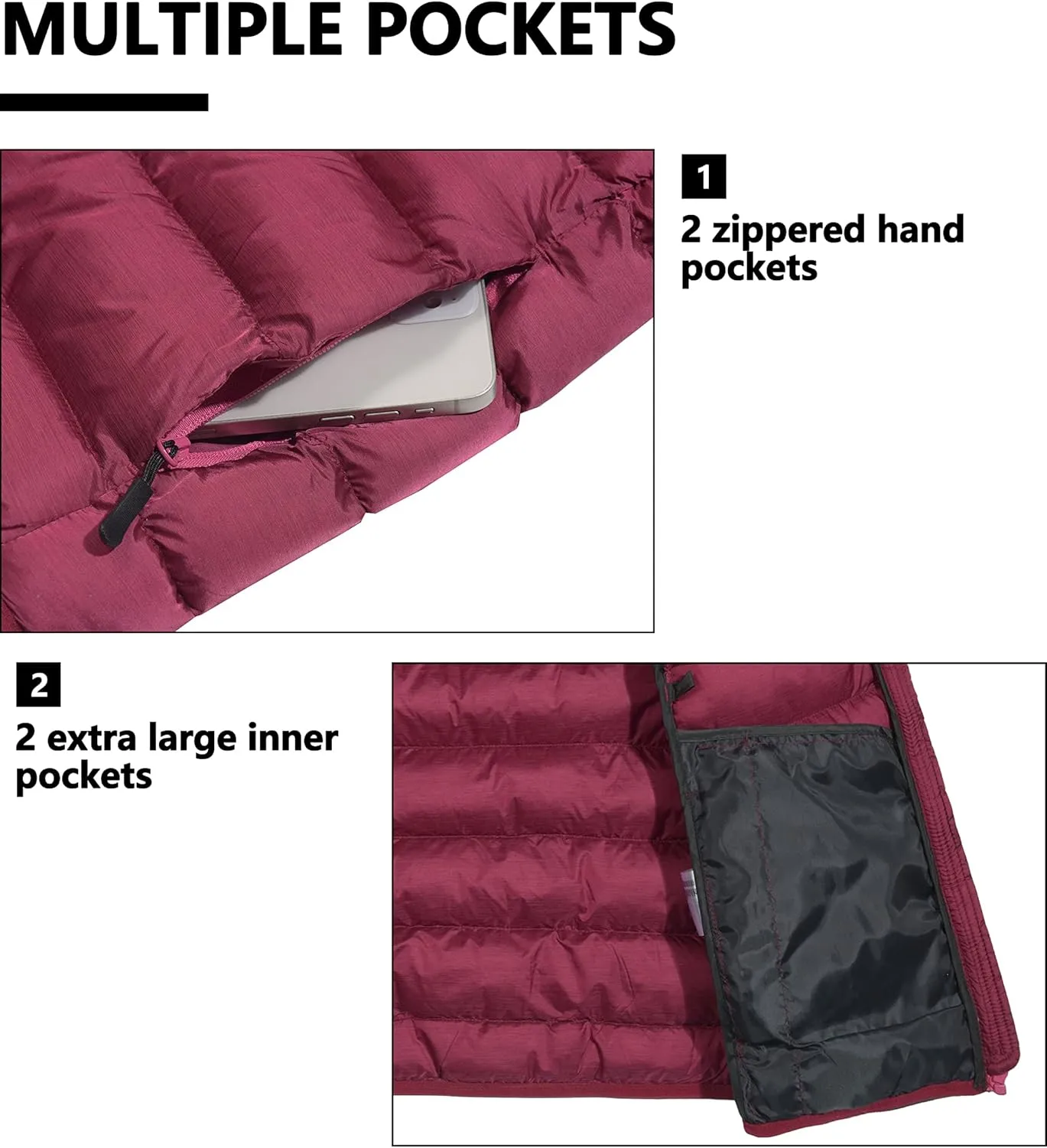 Little Donkey Andy Women's Lightweight Puffer Vest Outerwear Winter Warm Sleeveless Jacket for Casual Travel Golf Hiking