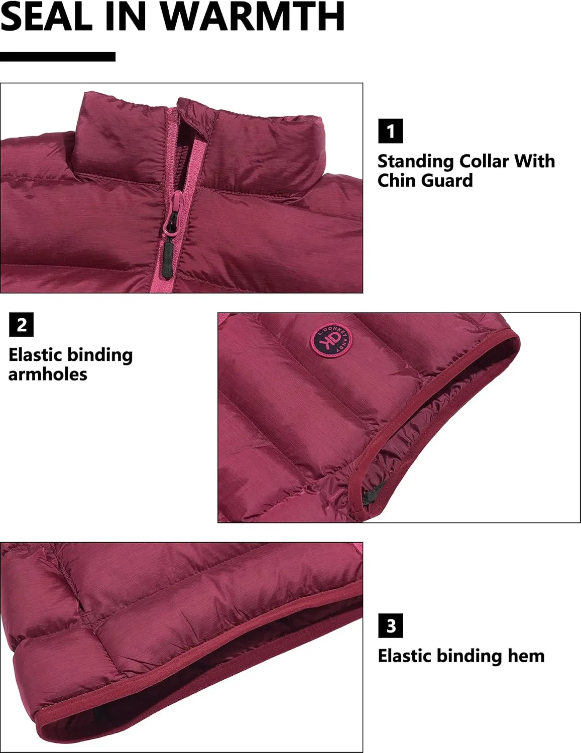 Little Donkey Andy Women's Lightweight Puffer Vest Outerwear Winter Warm Sleeveless Jacket for Casual Travel Golf Hiking