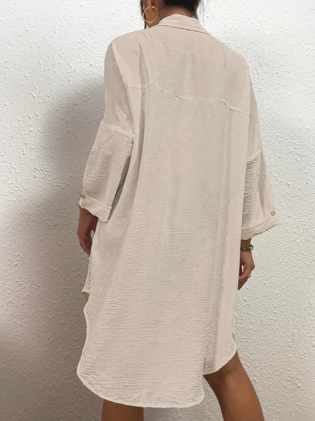Long Button Down Bikini Cover Up Shirt