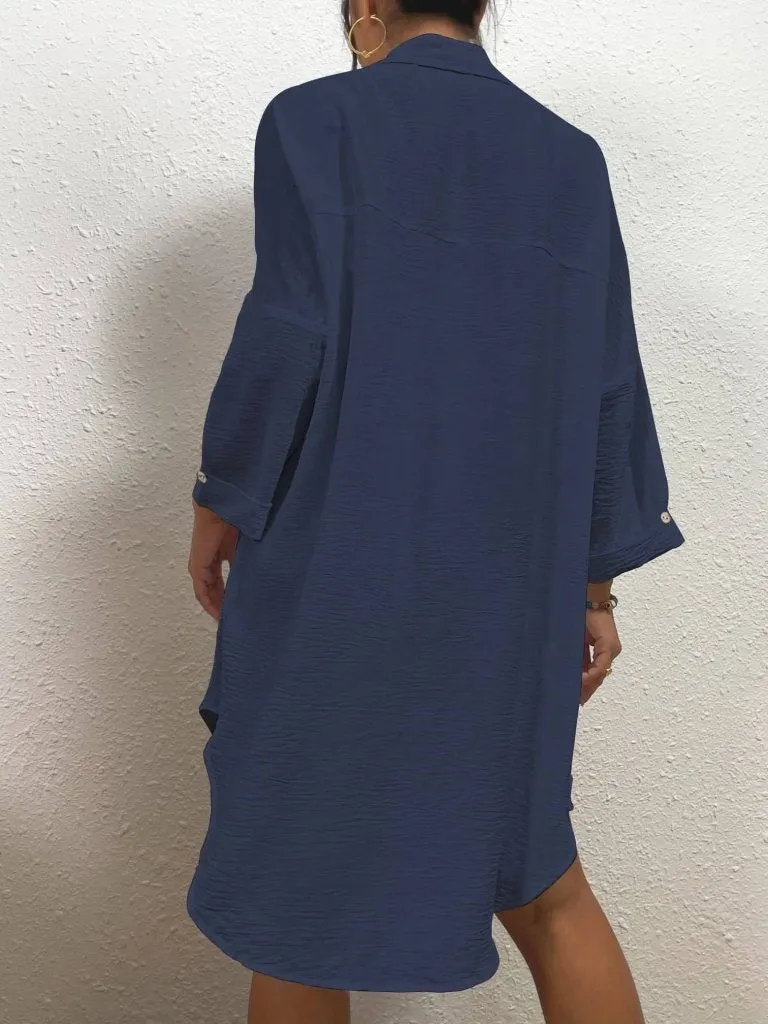 Long Button Down Bikini Cover Up Shirt