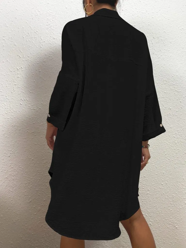 Long Button Down Bikini Cover Up Shirt