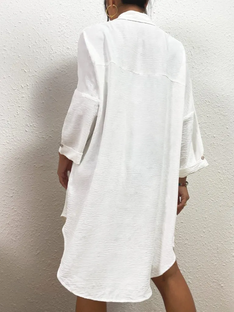 Long Button Down Bikini Cover Up Shirt