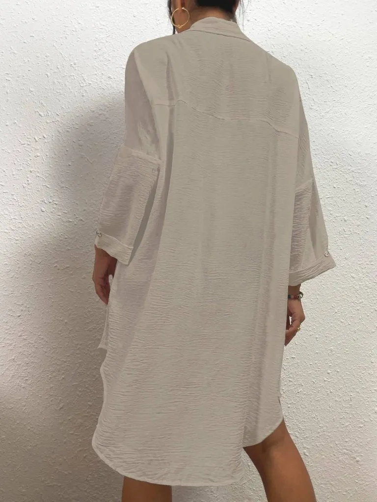Long Button Down Bikini Cover Up Shirt