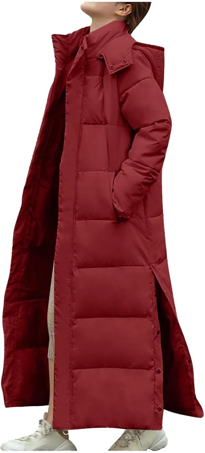 Long Winter Coats for Women Hooded Zip Up Casual Thickened Down Jackets Trendy Warm Heavyweight Parka Outerwear