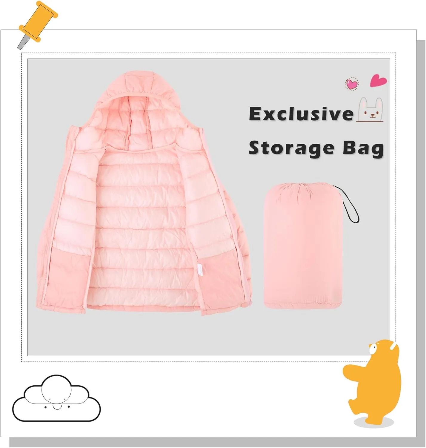 Lovekider Hooded Puffer Jacket for Girls 4-12T Packable Down-Alternative Warm Coat Shiny Outerwear for Kids Winter