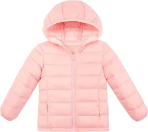 Lovekider Hooded Puffer Jacket for Girls 4-12T Packable Down-Alternative Warm Coat Shiny Outerwear for Kids Winter