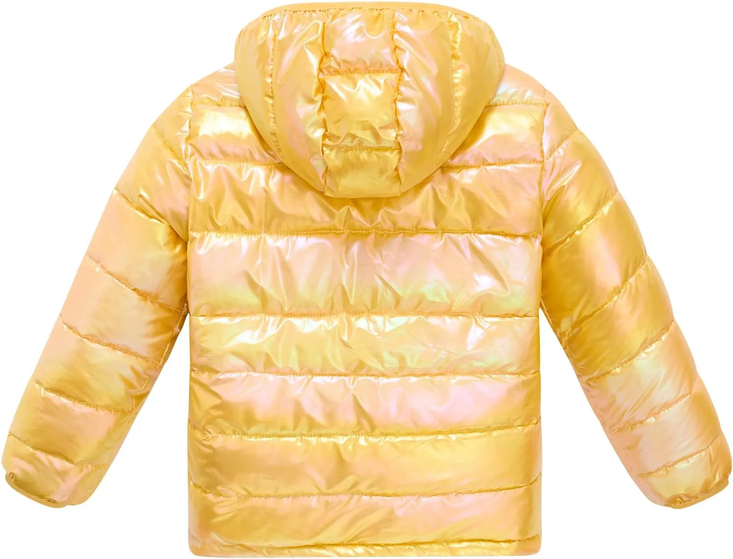 Lovekider Hooded Puffer Jacket for Girls 4-12T Packable Down-Alternative Warm Coat Shiny Outerwear for Kids Winter