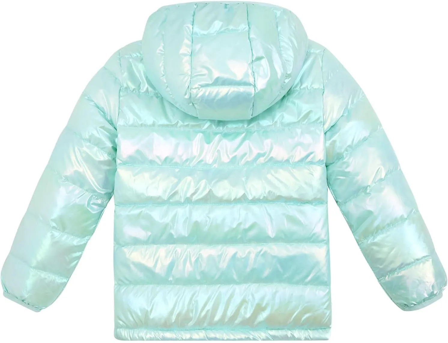 Lovekider Hooded Puffer Jacket for Girls 4-12T Packable Down-Alternative Warm Coat Shiny Outerwear for Kids Winter