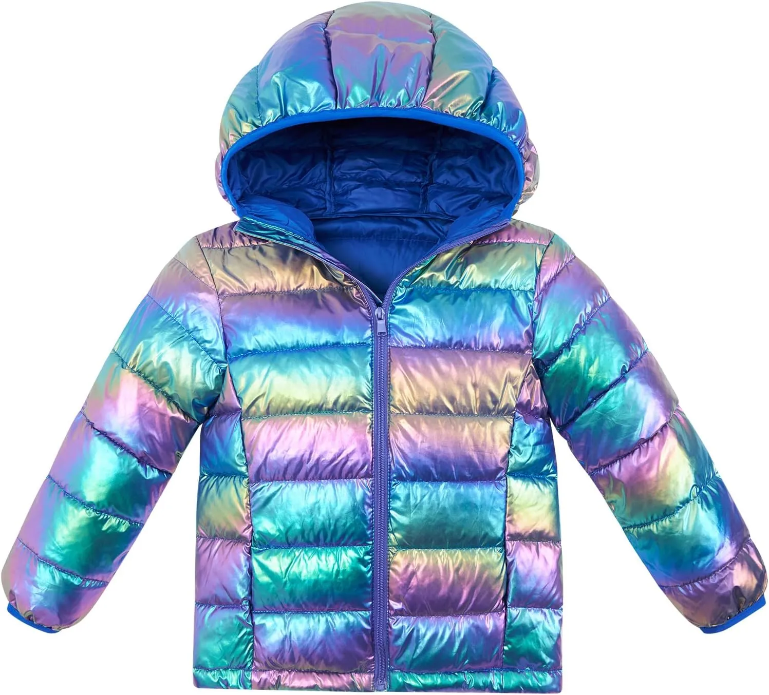 Lovekider Hooded Puffer Jacket for Girls 4-12T Packable Down-Alternative Warm Coat Shiny Outerwear for Kids Winter