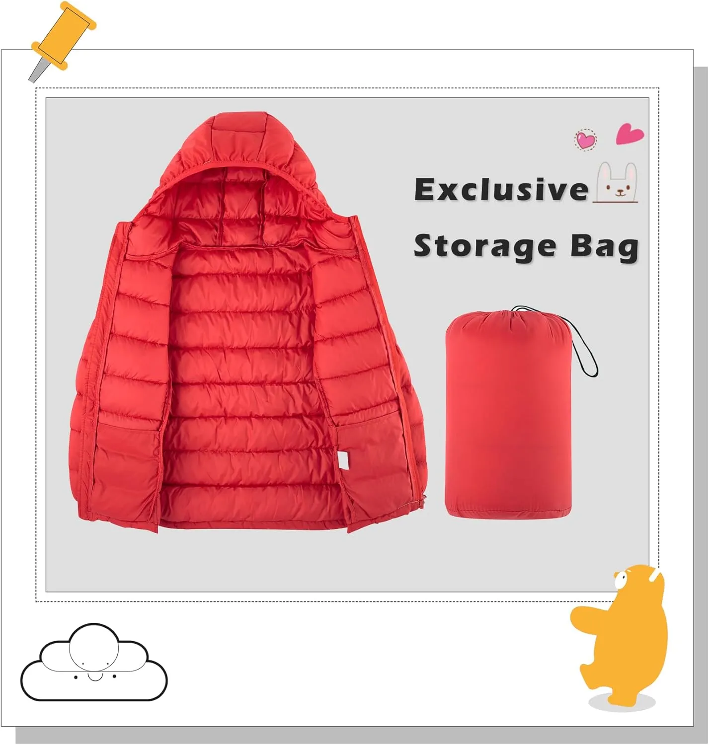 Lovekider Hooded Puffer Jacket for Girls 4-12T Packable Down-Alternative Warm Coat Shiny Outerwear for Kids Winter