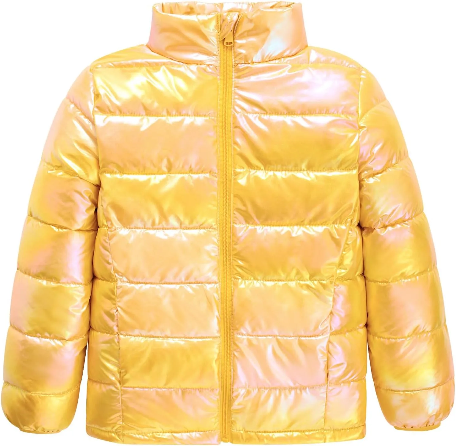 Lovekider Puffer Jacket for Girls Packable Down-Alternative Warm Coat Shiny Outerwear for Kids 4-12T