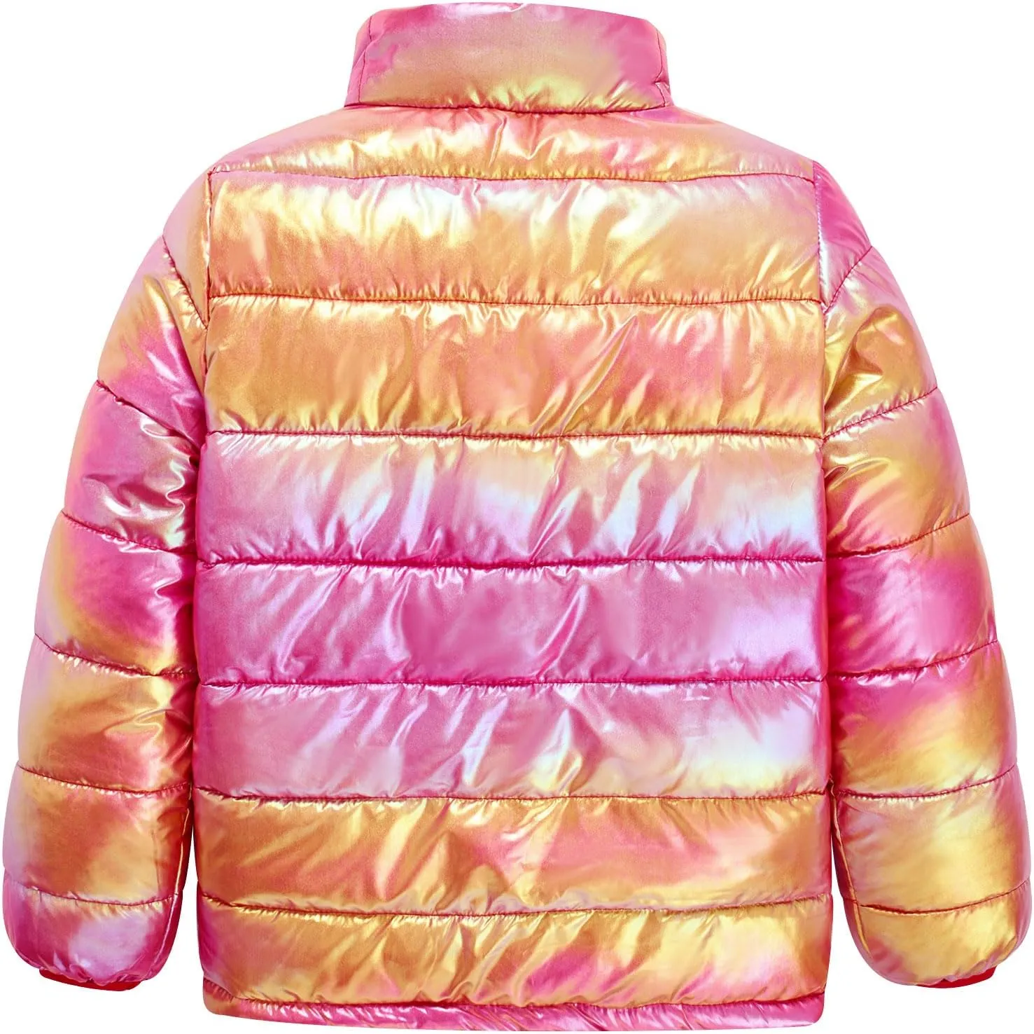 Lovekider Puffer Jacket for Girls Packable Down-Alternative Warm Coat Shiny Outerwear for Kids 4-12T
