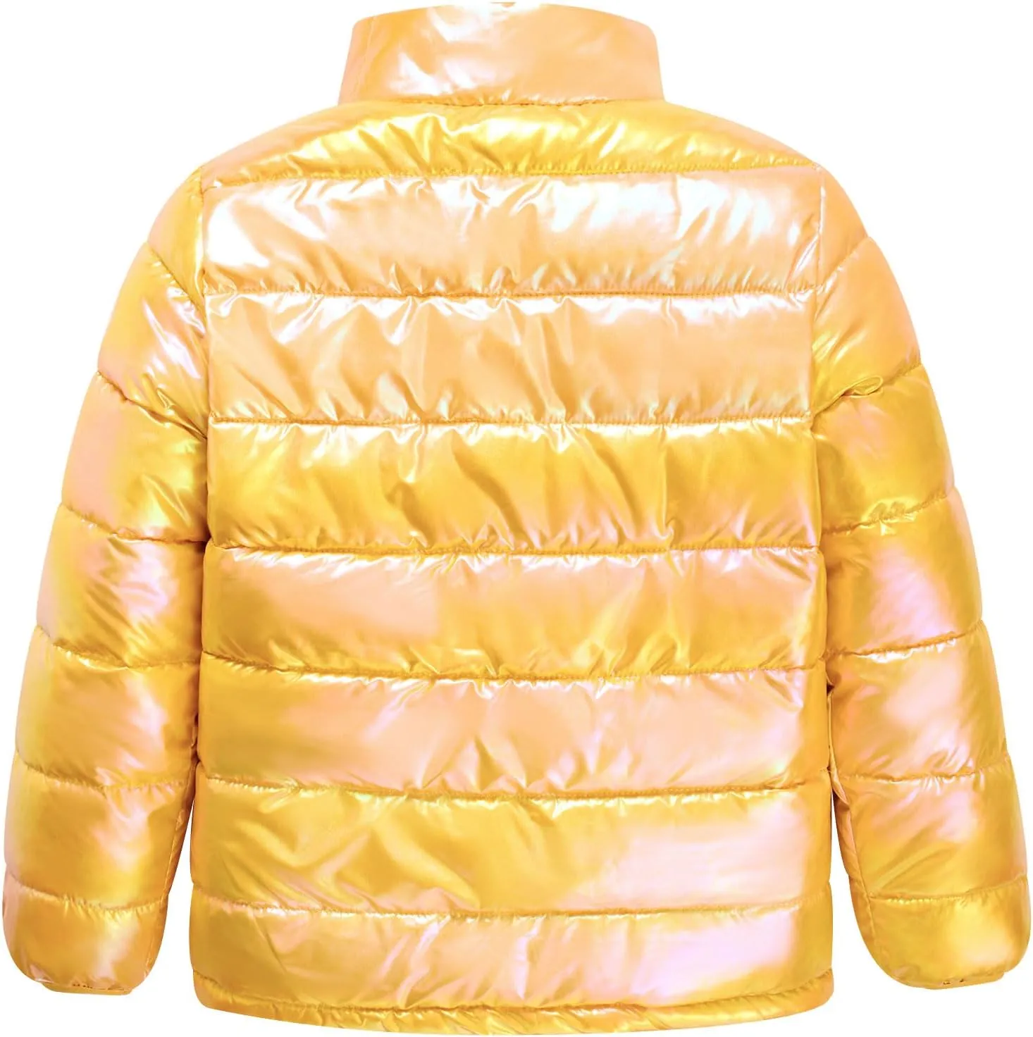 Lovekider Puffer Jacket for Girls Packable Down-Alternative Warm Coat Shiny Outerwear for Kids 4-12T