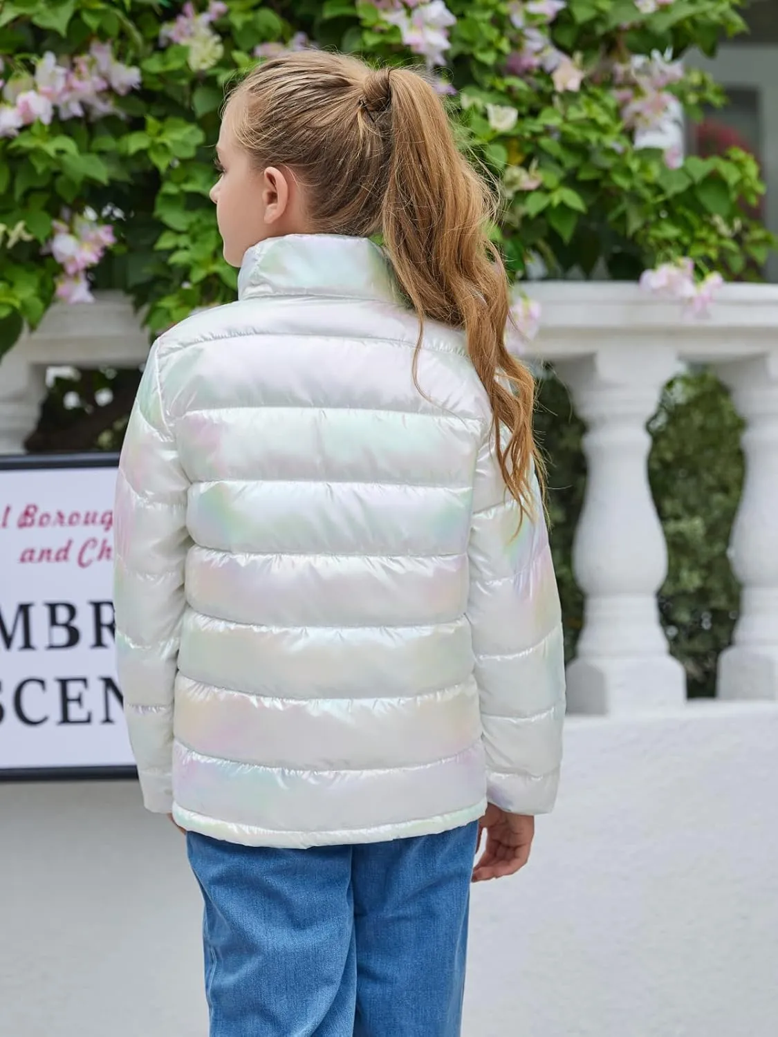 Lovekider Puffer Jacket for Girls Packable Down-Alternative Warm Coat Shiny Outerwear for Kids 4-12T