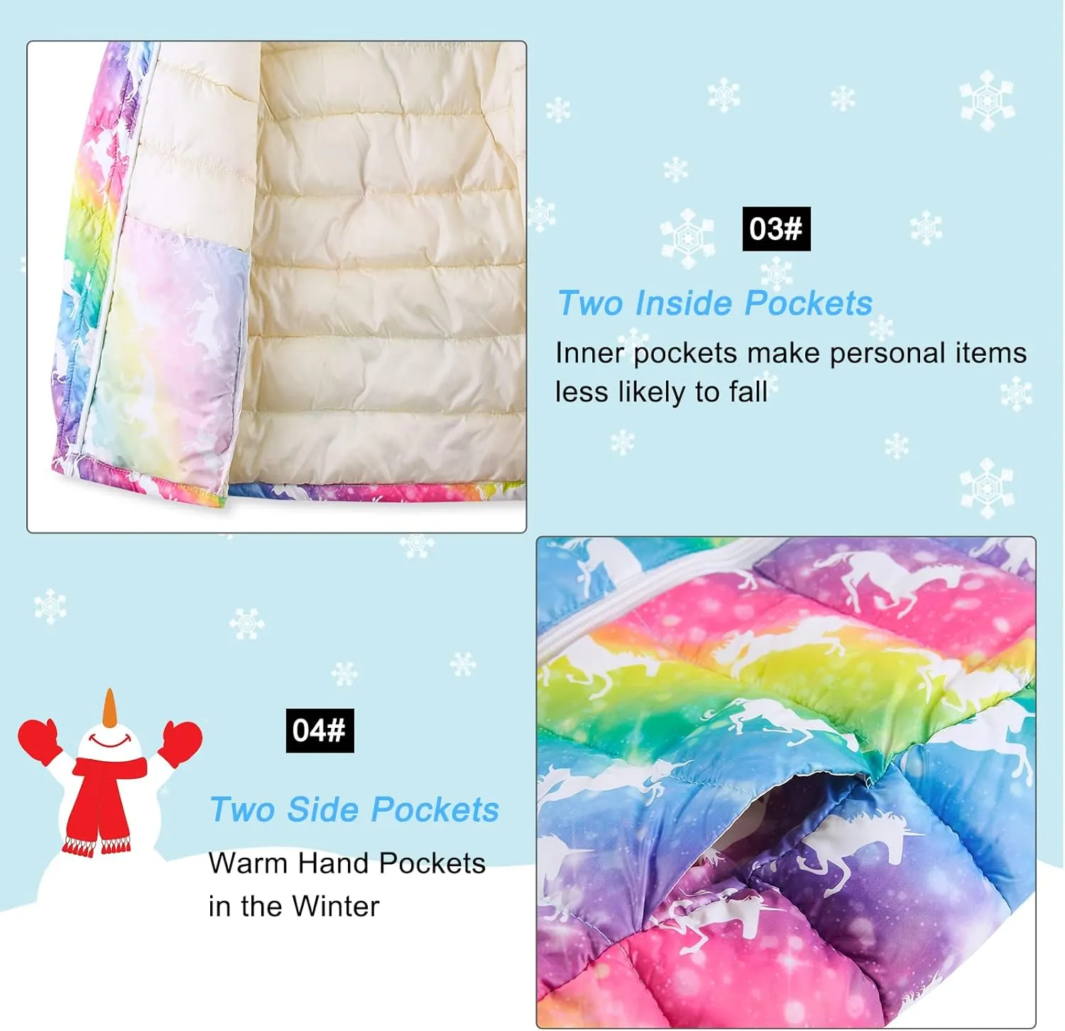 Lovekider Puffer Jacket for Girls Packable Down-Alternative Warm Coat Shiny Outerwear for Kids 4-12T