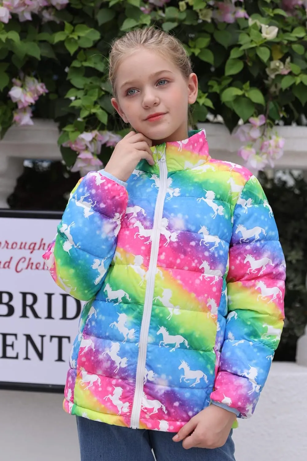 Lovekider Puffer Jacket for Girls Packable Down-Alternative Warm Coat Shiny Outerwear for Kids 4-12T