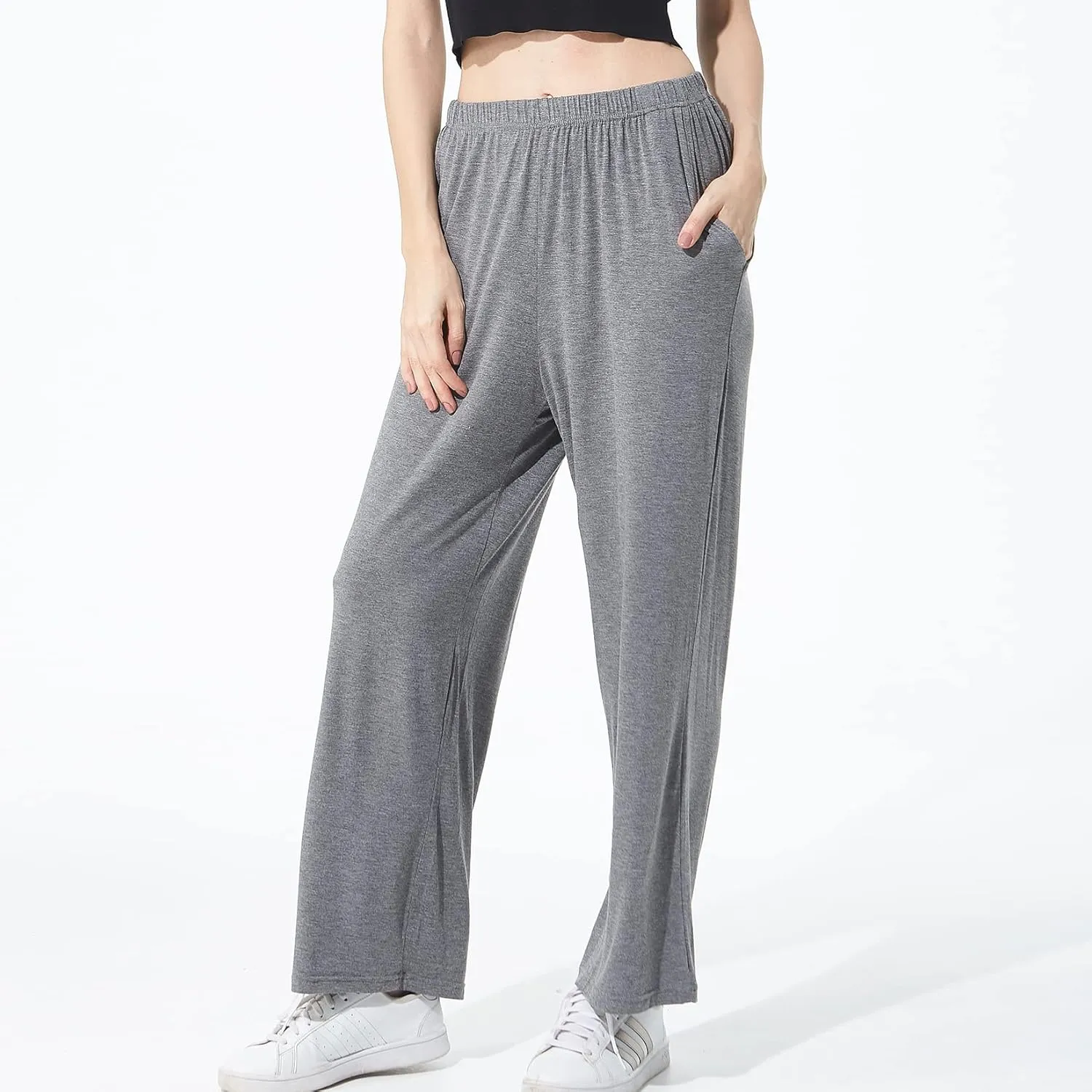 Lu's Chic Women's Plus Size Pajama Pant Stretch Cotton Pj Bottoms Palazzo Lounge Comfy Soft Wide Leg