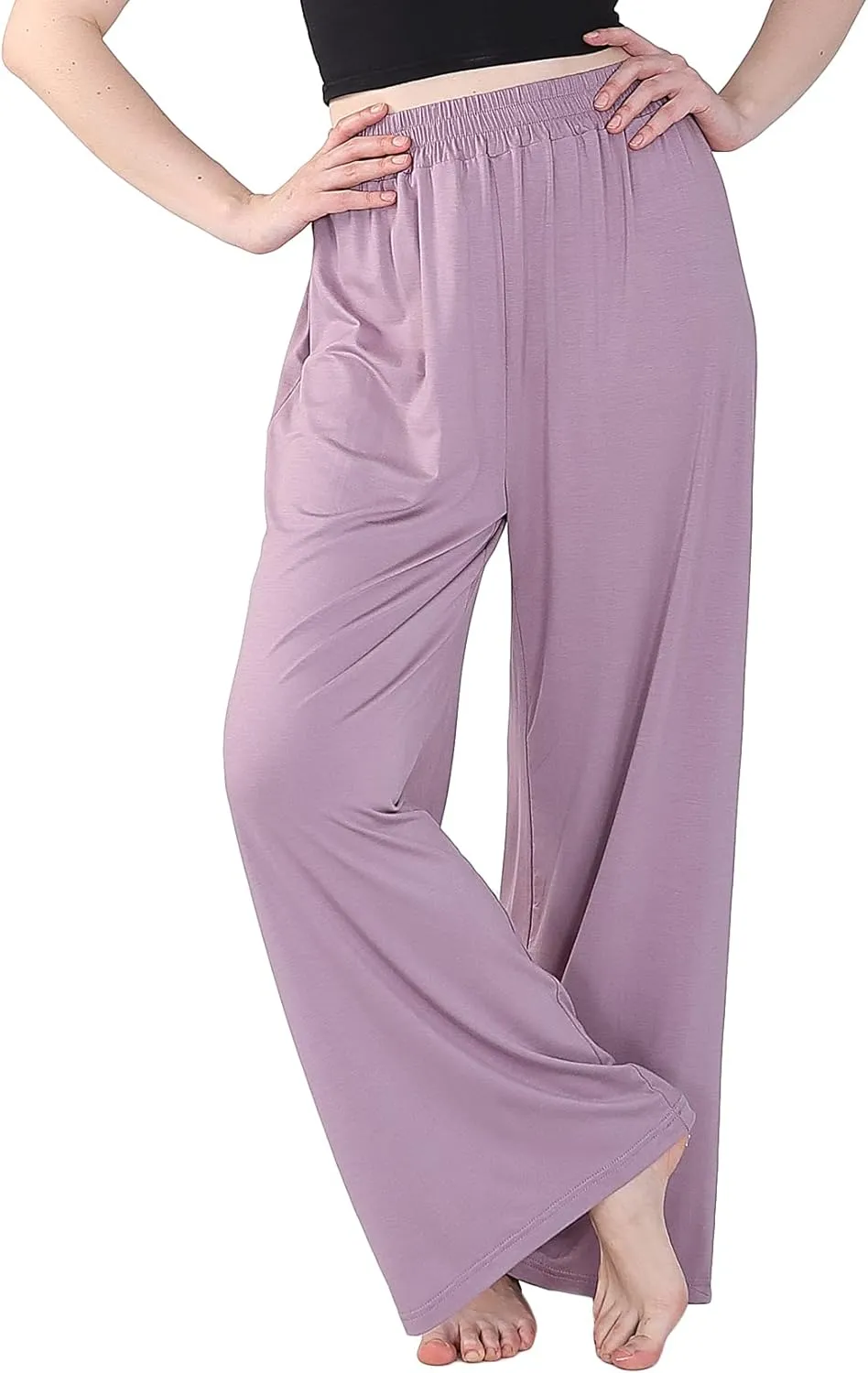 Lu's Chic Women's Plus Size Pajama Pant Stretch Cotton Pj Bottoms Palazzo Lounge Comfy Soft Wide Leg