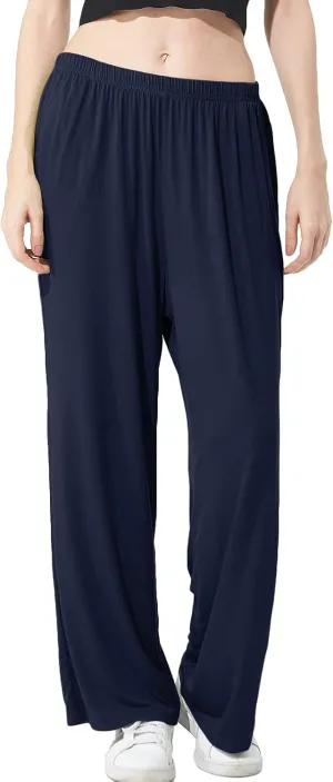 Lu's Chic Women's Plus Size Pajama Pant Stretch Cotton Pj Bottoms Palazzo Lounge Comfy Soft Wide Leg