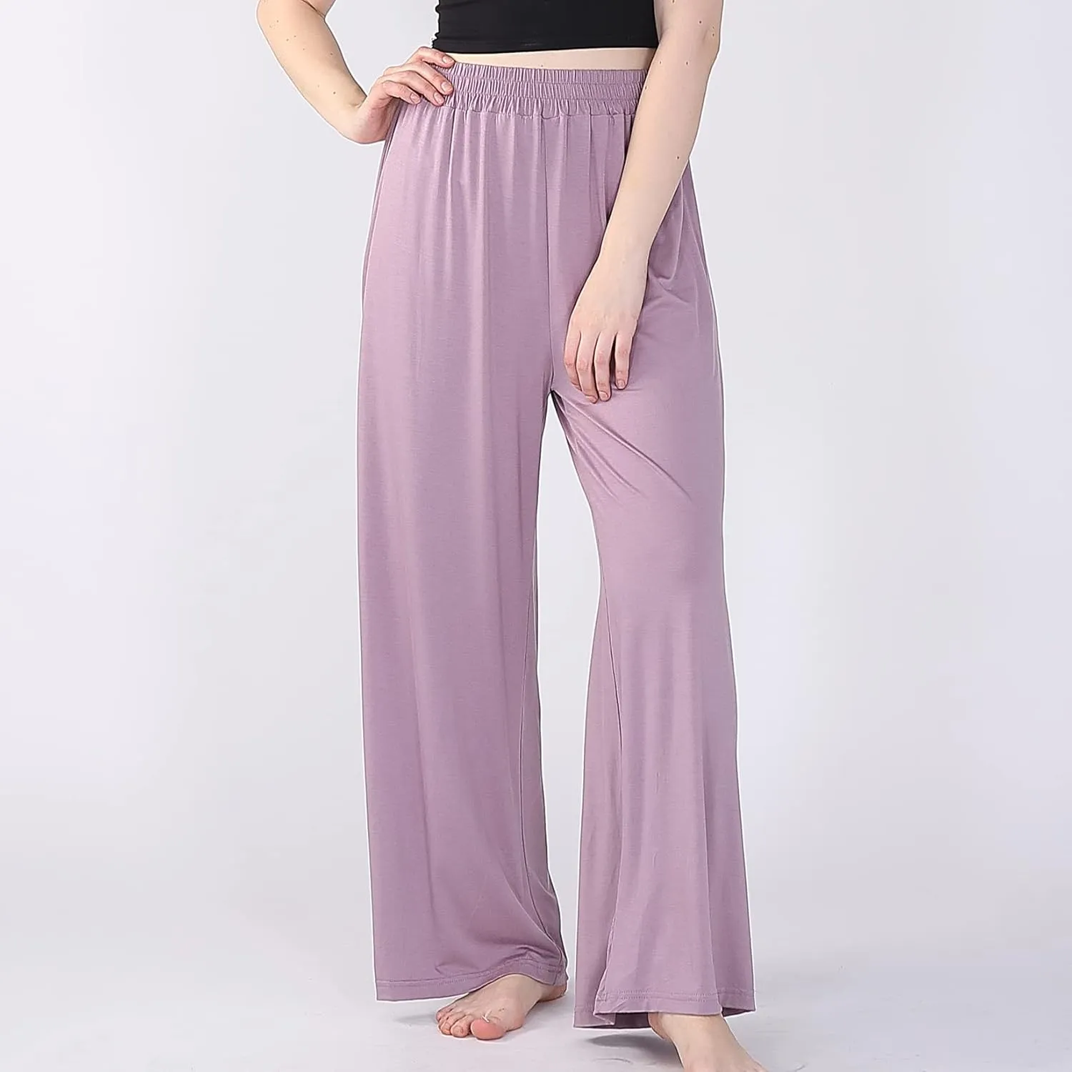 Lu's Chic Women's Plus Size Pajama Pant Stretch Cotton Pj Bottoms Palazzo Lounge Comfy Soft Wide Leg
