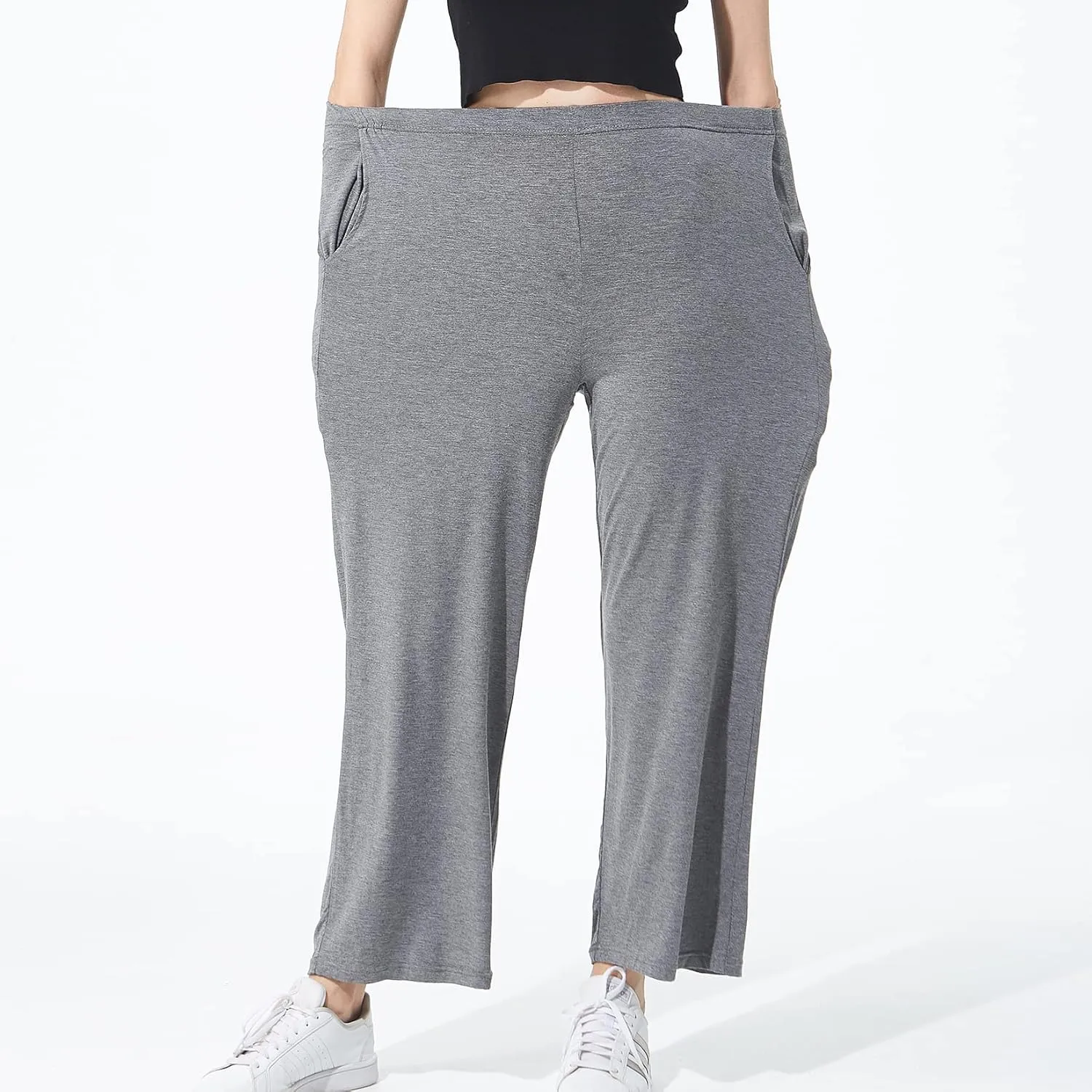 Lu's Chic Women's Plus Size Pajama Pant Stretch Cotton Pj Bottoms Palazzo Lounge Comfy Soft Wide Leg