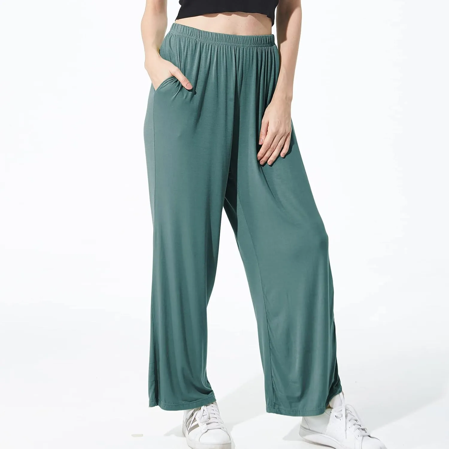 Lu's Chic Women's Plus Size Pajama Pant Stretch Cotton Pj Bottoms Palazzo Lounge Comfy Soft Wide Leg