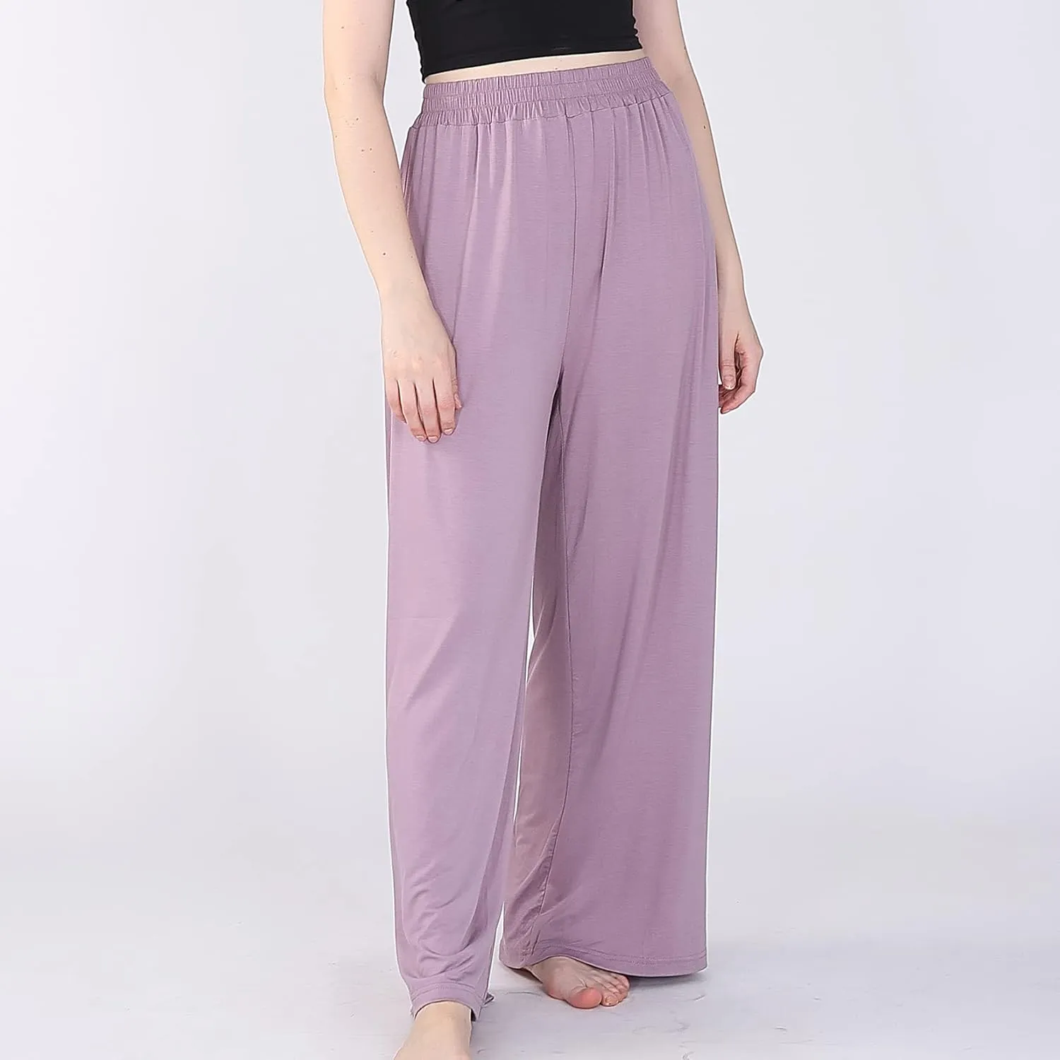 Lu's Chic Women's Plus Size Pajama Pant Stretch Cotton Pj Bottoms Palazzo Lounge Comfy Soft Wide Leg