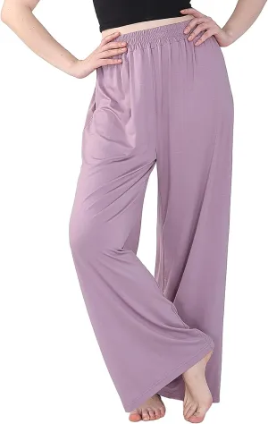 Lu's Chic Women's Plus Size Pajama Pant Stretch Cotton Pj Bottoms Palazzo Lounge Comfy Soft Wide Leg