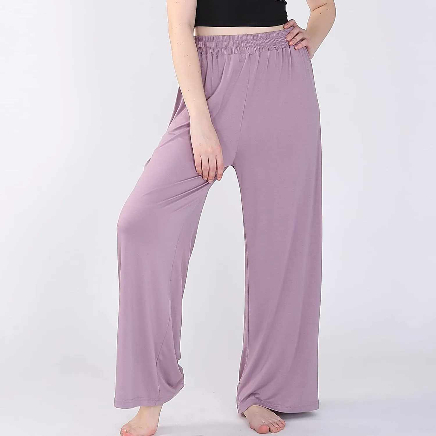 Lu's Chic Women's Plus Size Pajama Pant Stretch Cotton Pj Bottoms Palazzo Lounge Comfy Soft Wide Leg