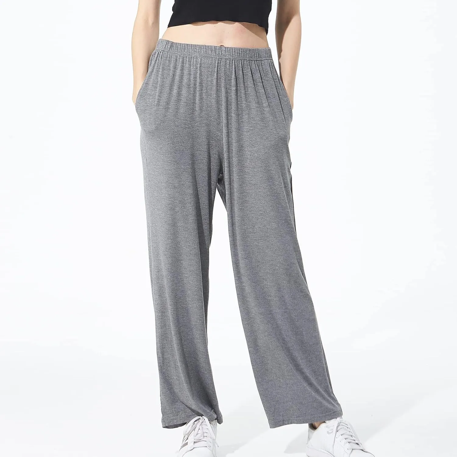 Lu's Chic Women's Plus Size Pajama Pant Stretch Cotton Pj Bottoms Palazzo Lounge Comfy Soft Wide Leg