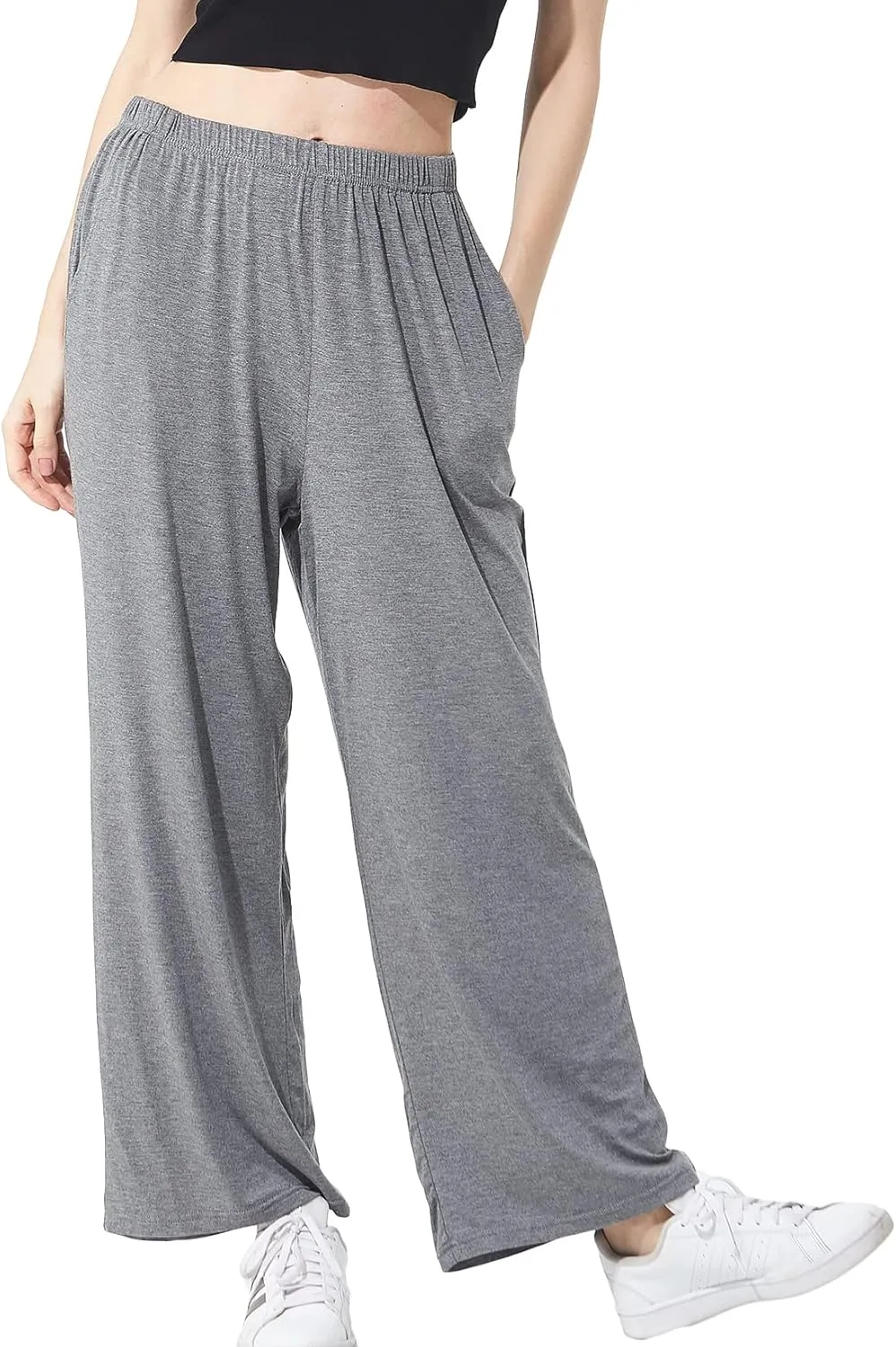 Lu's Chic Women's Plus Size Pajama Pant Stretch Cotton Pj Bottoms Palazzo Lounge Comfy Soft Wide Leg