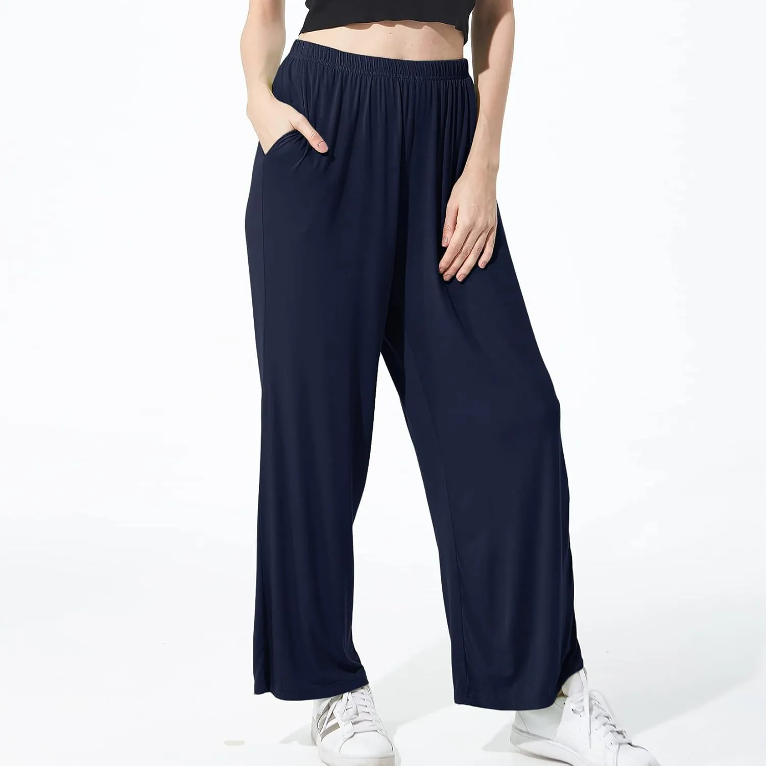 Lu's Chic Women's Plus Size Pajama Pant Stretch Cotton Pj Bottoms Palazzo Lounge Comfy Soft Wide Leg