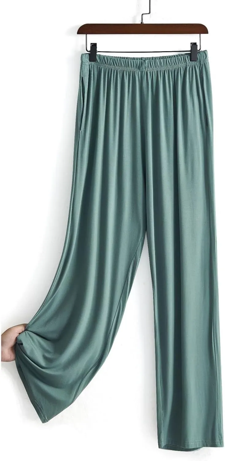 Lu's Chic Women's Plus Size Pajama Pant Stretch Cotton Pj Bottoms Palazzo Lounge Comfy Soft Wide Leg