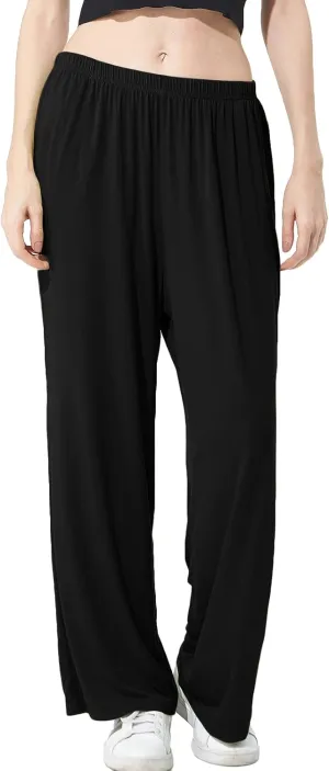 Lu's Chic Women's Plus Size Pajama Pant Stretch Cotton Pj Bottoms Palazzo Lounge Comfy Soft Wide Leg