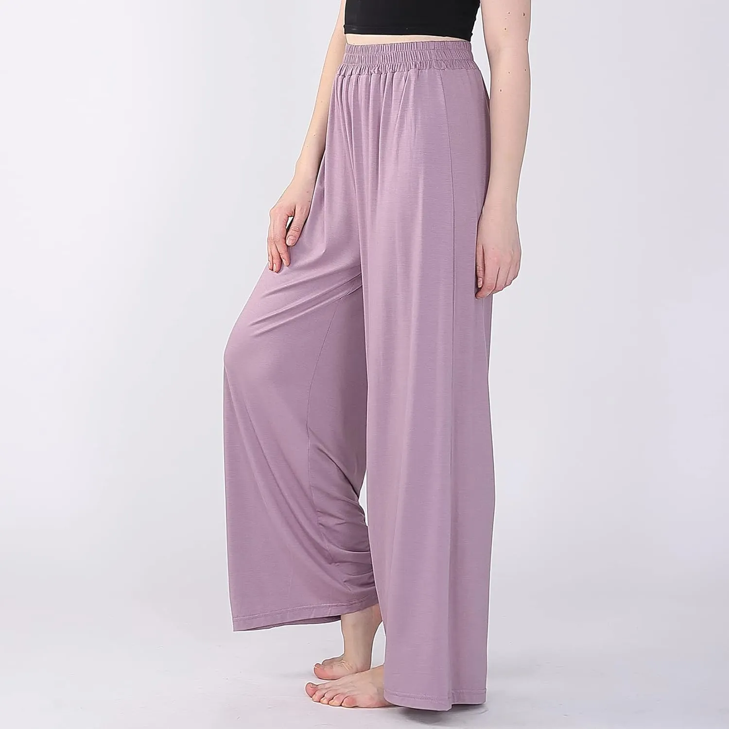 Lu's Chic Women's Plus Size Pajama Pant Stretch Cotton Pj Bottoms Palazzo Lounge Comfy Soft Wide Leg