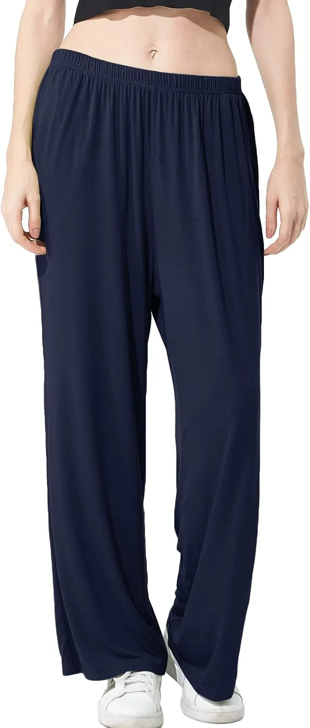 Lu's Chic Women's Plus Size Pajama Pant Stretch Cotton Pj Bottoms Palazzo Lounge Comfy Soft Wide Leg