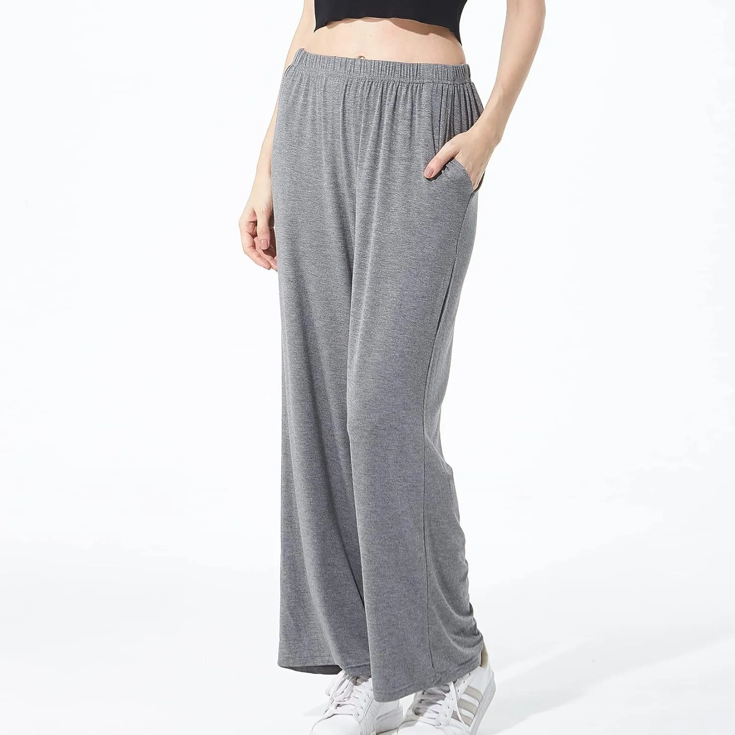 Lu's Chic Women's Plus Size Pajama Pant Stretch Cotton Pj Bottoms Palazzo Lounge Comfy Soft Wide Leg