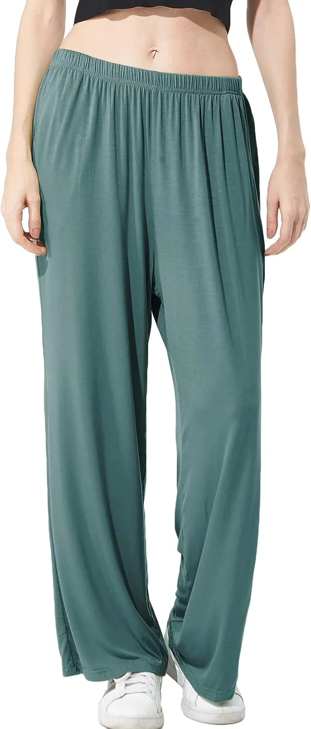Lu's Chic Women's Plus Size Pajama Pant Stretch Cotton Pj Bottoms Palazzo Lounge Comfy Soft Wide Leg
