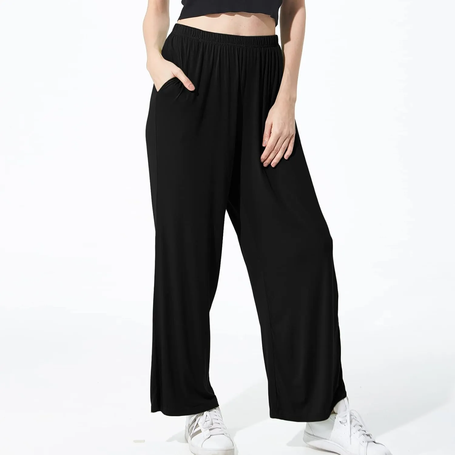 Lu's Chic Women's Plus Size Pajama Pant Stretch Cotton Pj Bottoms Palazzo Lounge Comfy Soft Wide Leg
