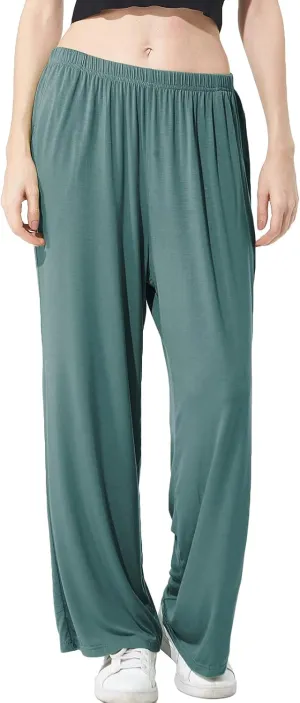 Lu's Chic Women's Plus Size Pajama Pant Stretch Cotton Pj Bottoms Palazzo Lounge Comfy Soft Wide Leg