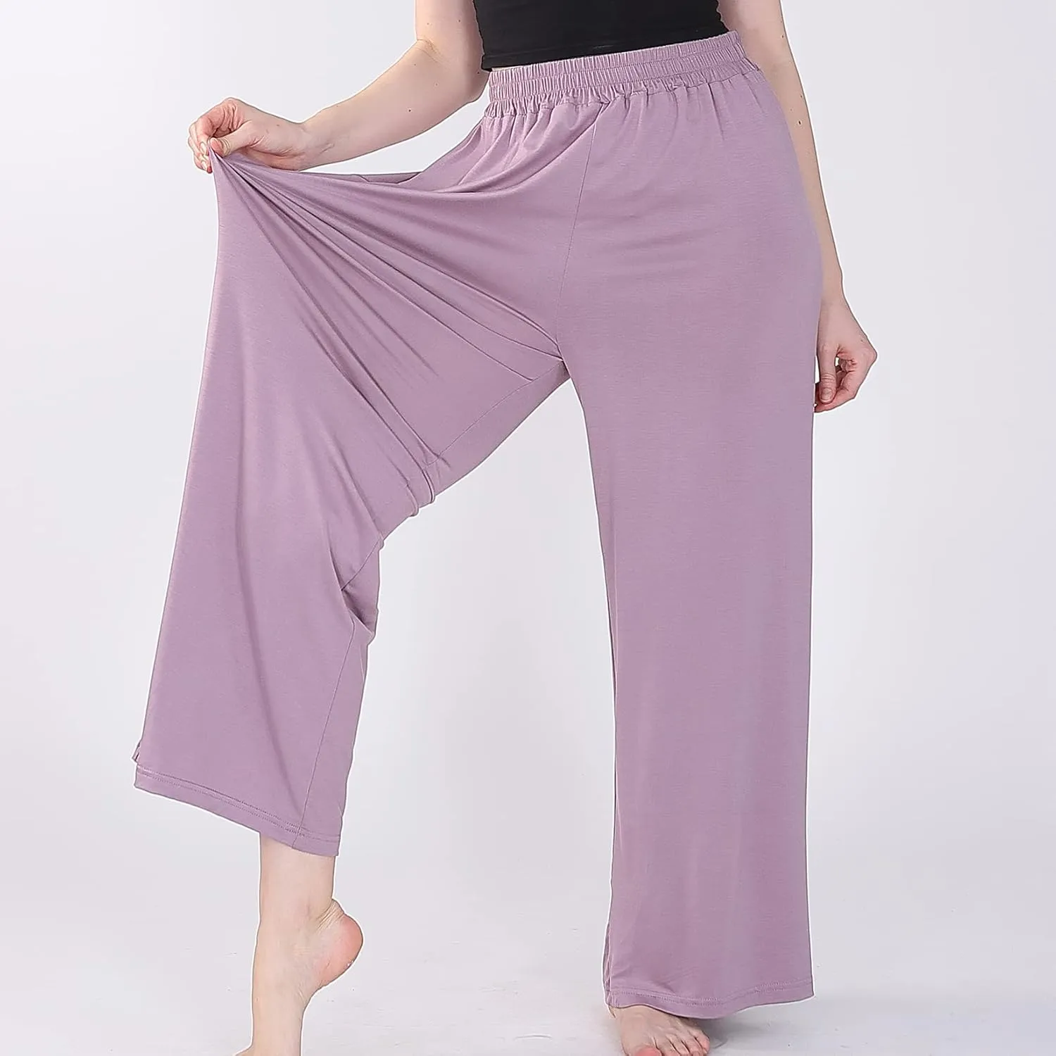 Lu's Chic Women's Plus Size Pajama Pant Stretch Cotton Pj Bottoms Palazzo Lounge Comfy Soft Wide Leg