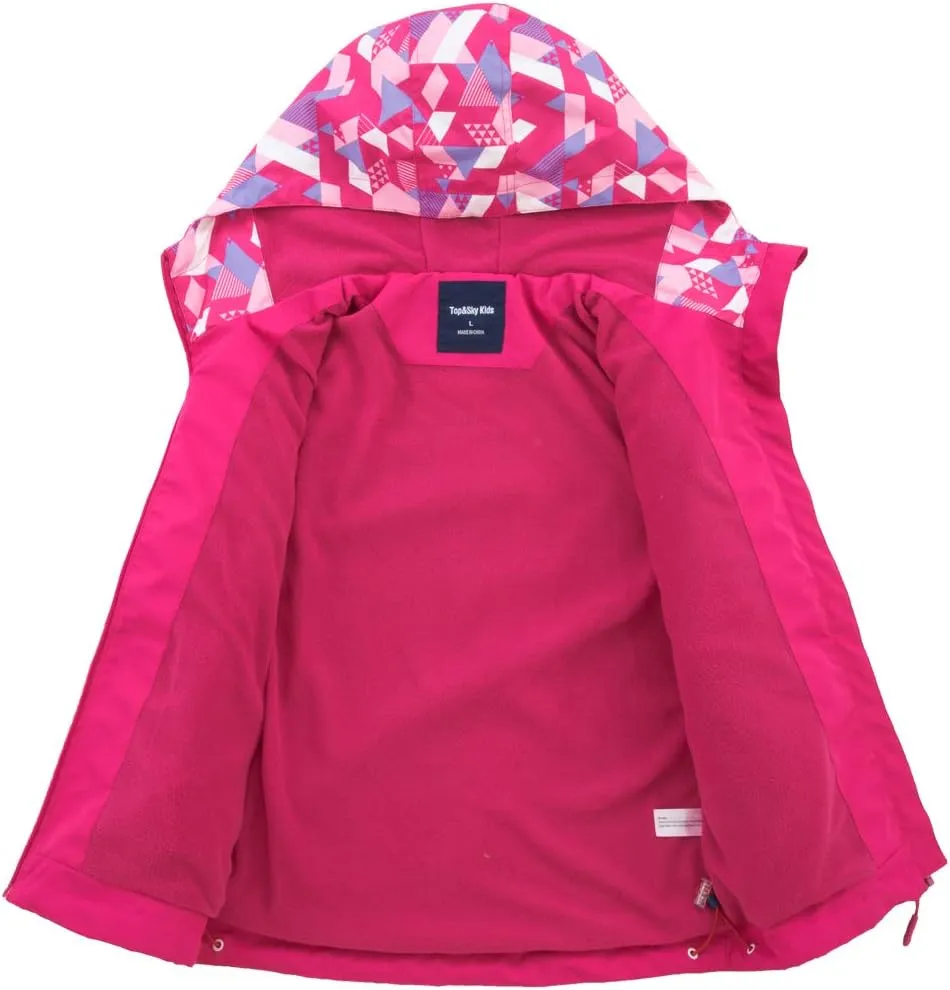 M2C Boys Girls Hooded Color Block Waterproof Fleece Lined Windbreaker Jacket