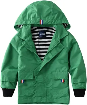 M2C Boys Girls Hooded Cotton Lined Rain Jacket Light Windbreaker